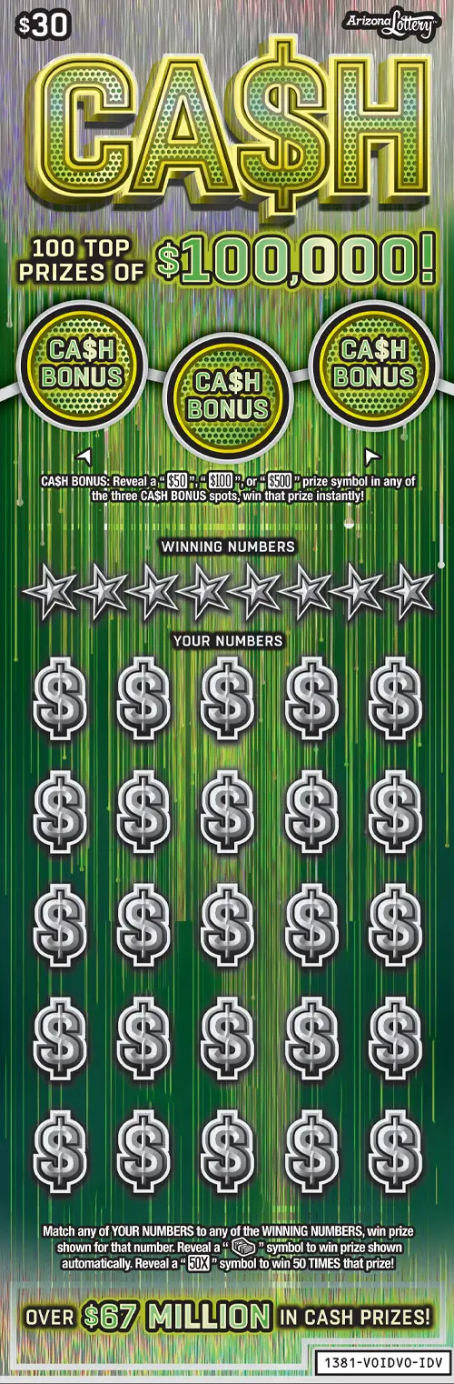 Cash Arizona scratcher ticket