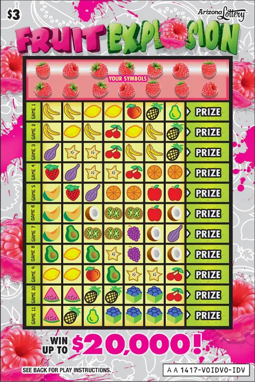 Fruit Explosion Arizona scratcher ticket
