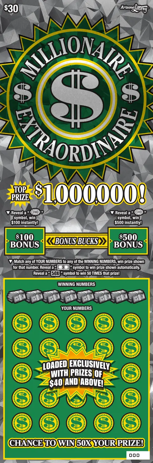 Millionaire Extraordinaire Arizona scratcher ticket