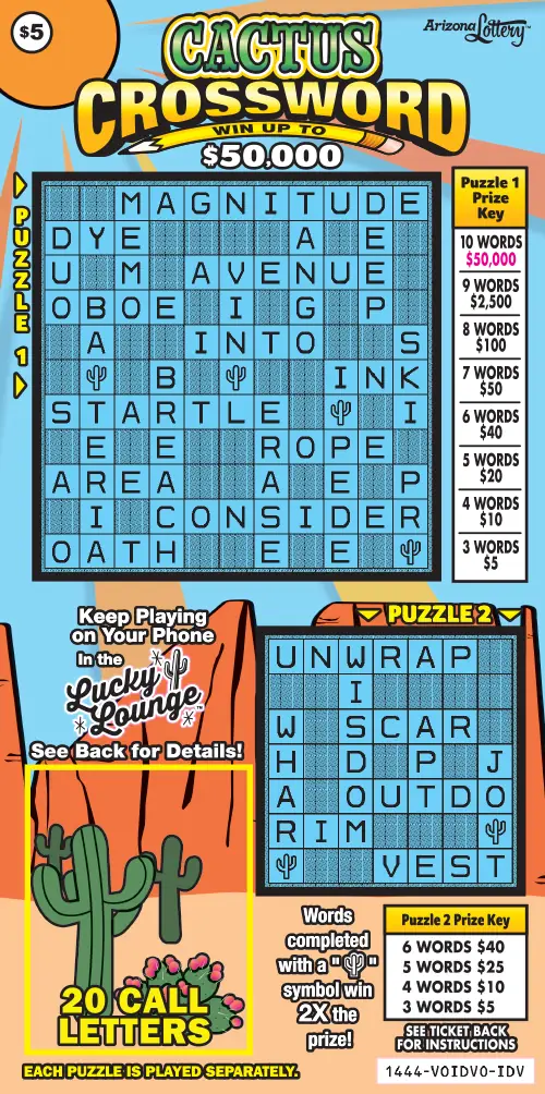 Cactus Crossword Arizona scratcher ticket