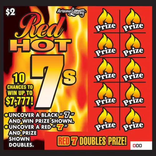 Red Hot 7s Arizona scratcher ticket