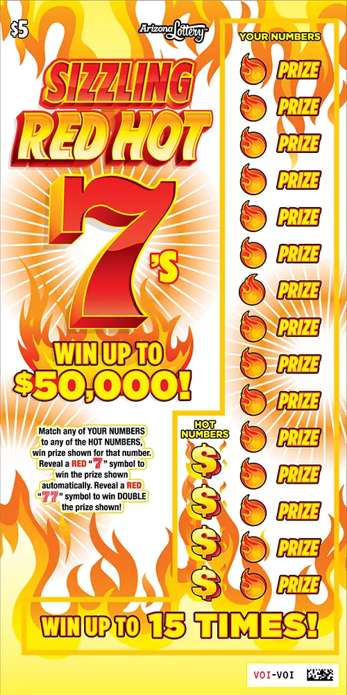 Sizzling Red Hot 7's Arizona scratcher ticket