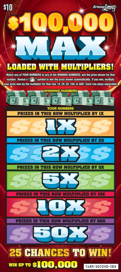 $100,000 Max Arizona scratcher ticket