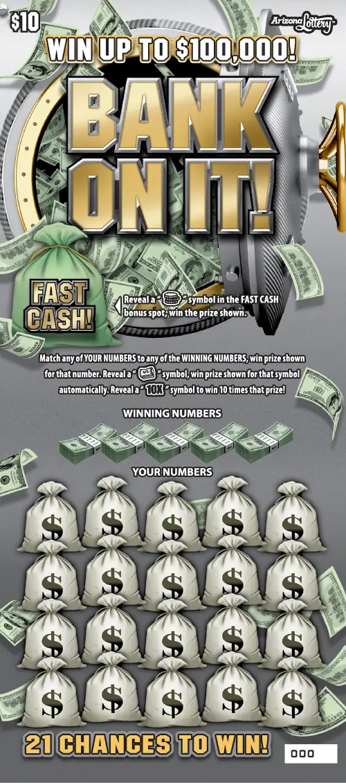 Bank On It Arizona scratcher ticket