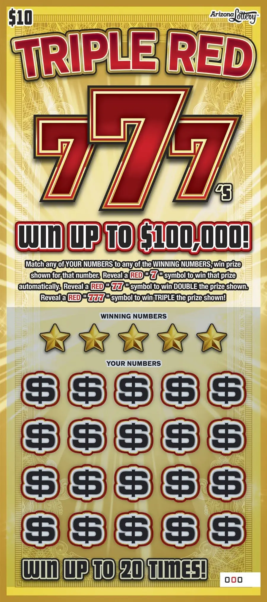 Triple Red 7's Arizona scratcher ticket
