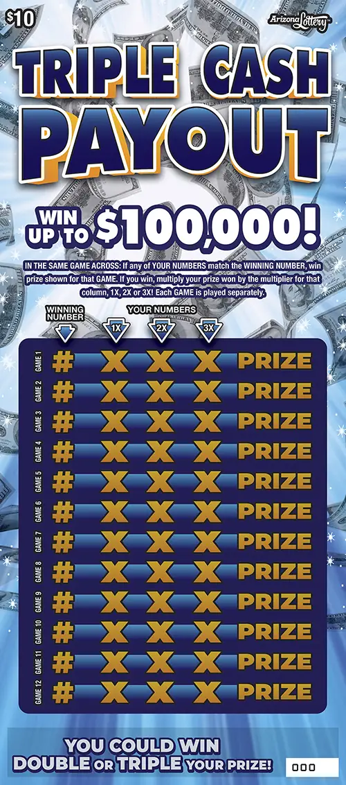 Triple Cash Payout Arizona scratcher ticket