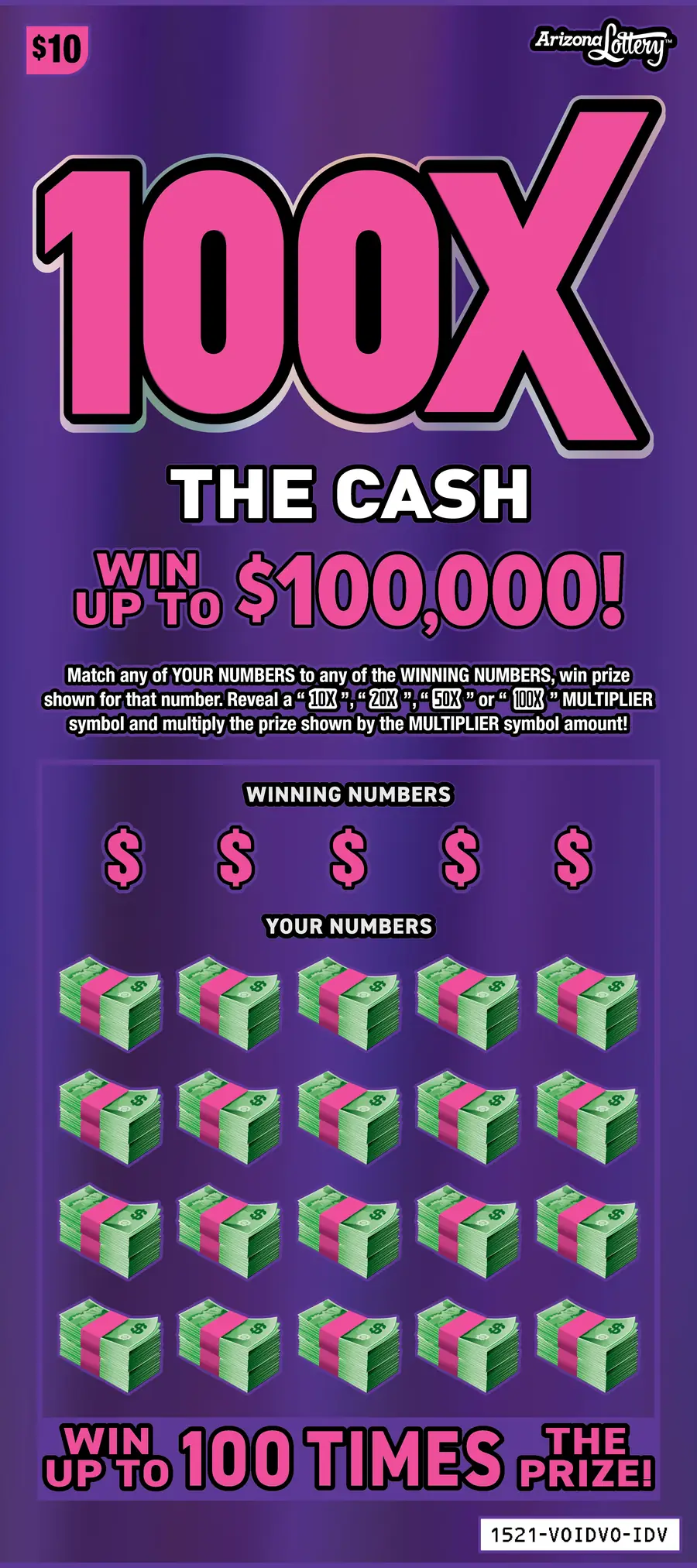 100X The Cash Arizona scratcher ticket
