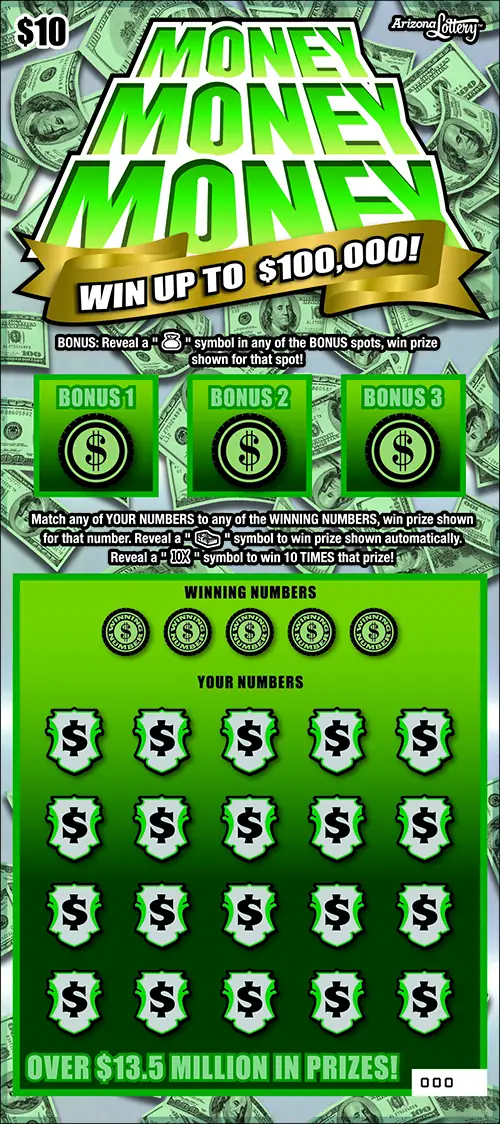 Money Money Money Arizona scratcher ticket