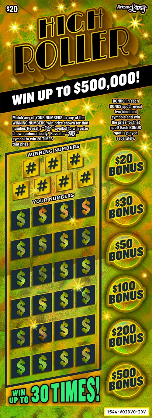 High Roller Arizona scratcher ticket