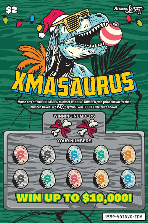 Xmasaurus Arizona scratcher ticket