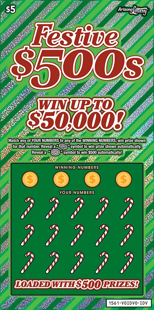Festive $500s Arizona scratcher ticket
