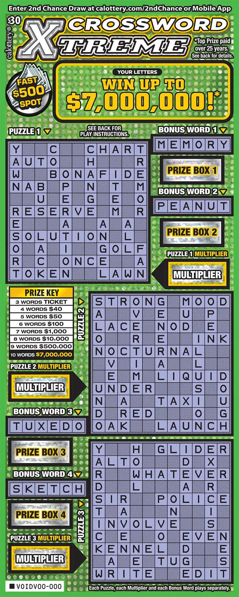 Crossword Xtreme California scratcher ticket