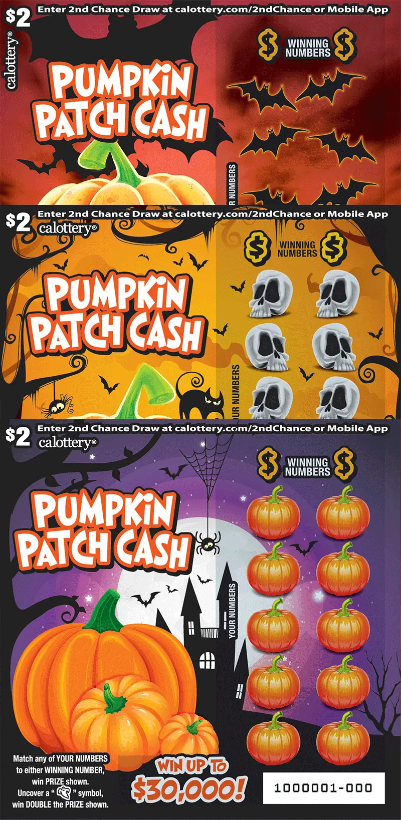 Pumpkin Patch Cash California scratcher ticket