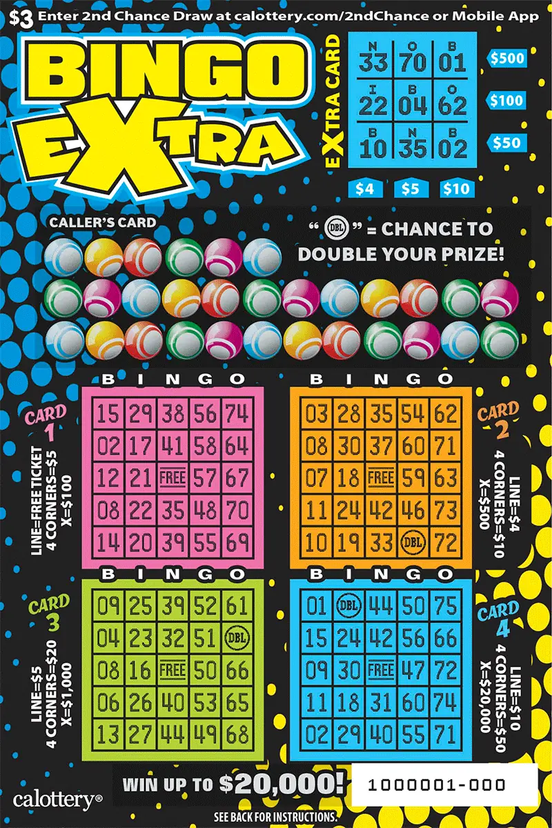 Bingo Extra California scratcher ticket
