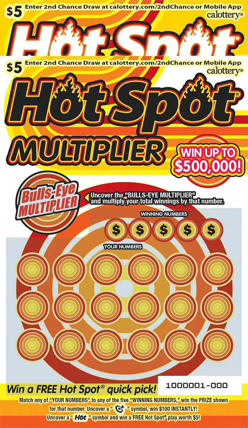 Hot Spot Multiplier California scratcher ticket