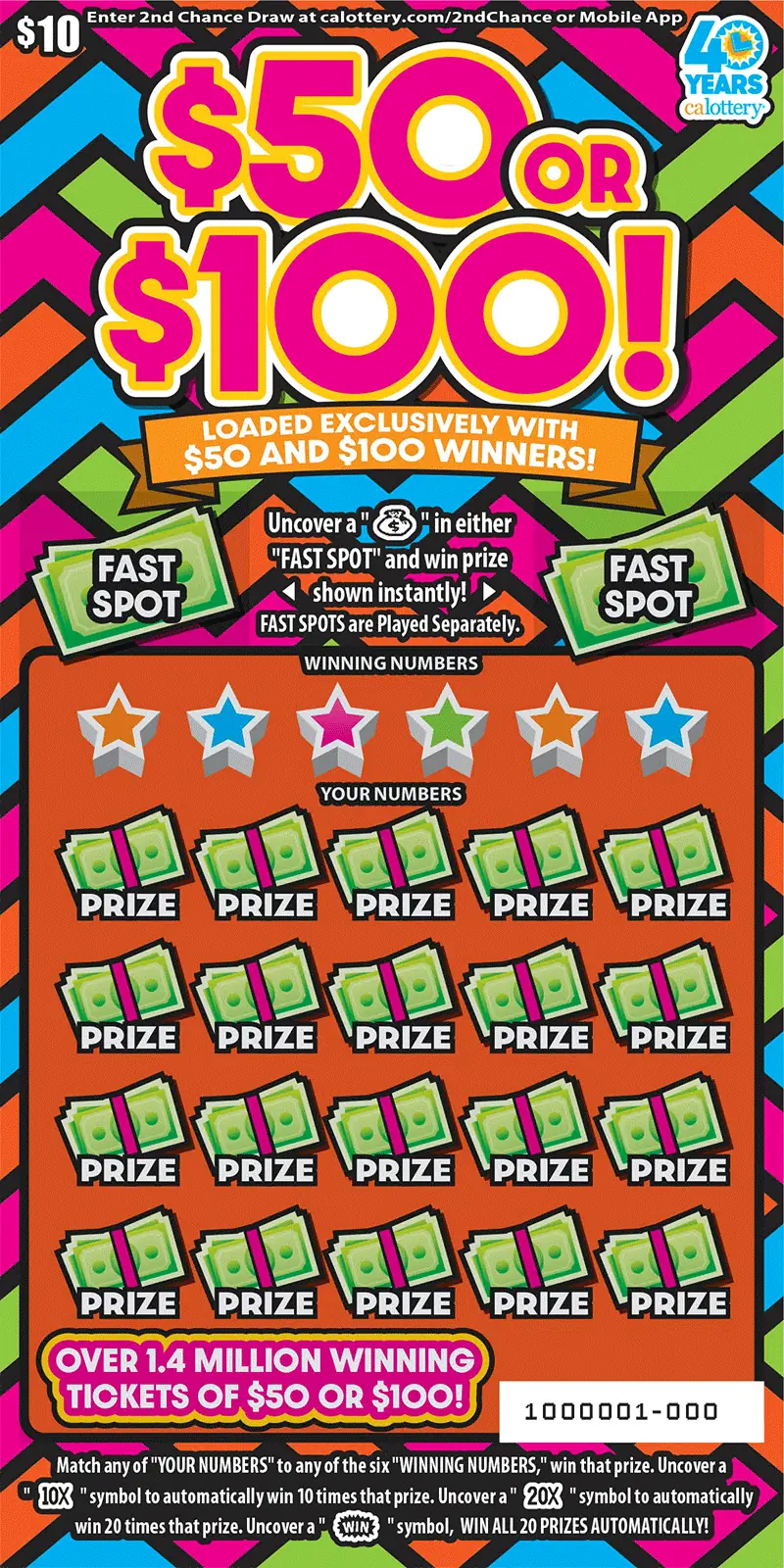 $50 or $100! California scratcher ticket