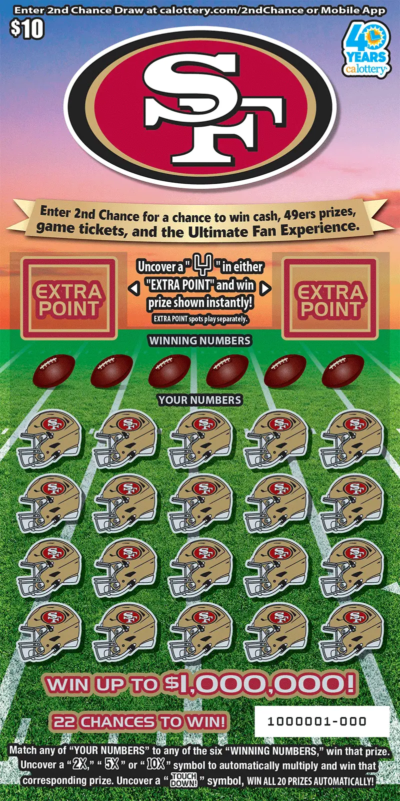 San Francisco 49ers California scratcher ticket