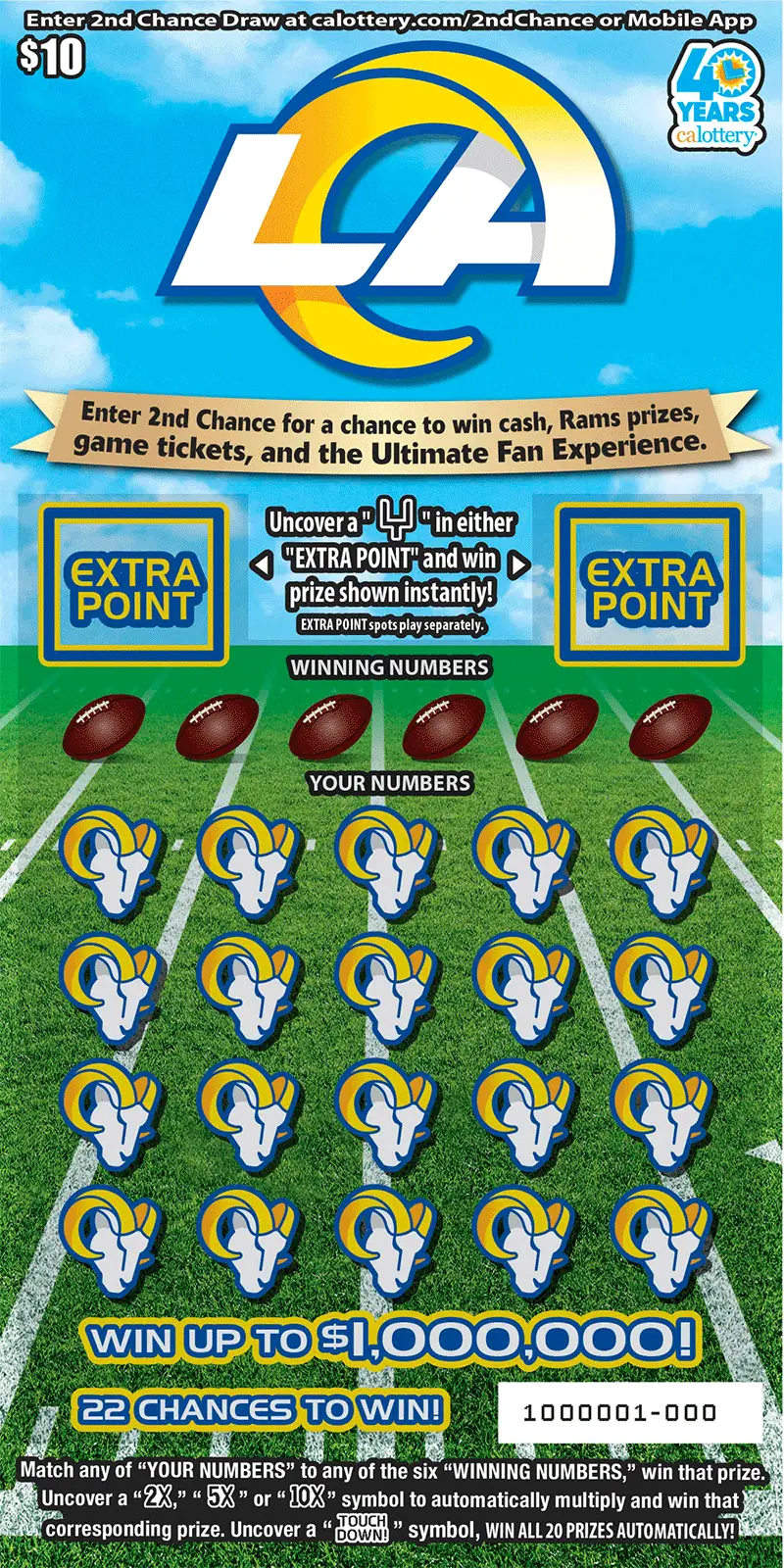 Los Angeles Rams California scratcher ticket