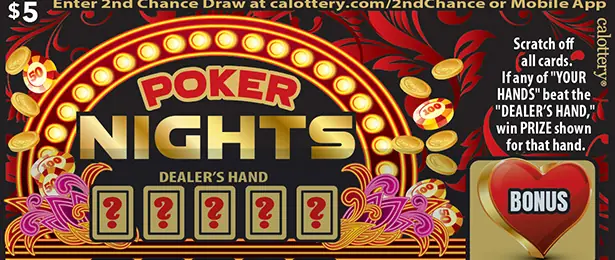 Poker Nights California scratcher ticket