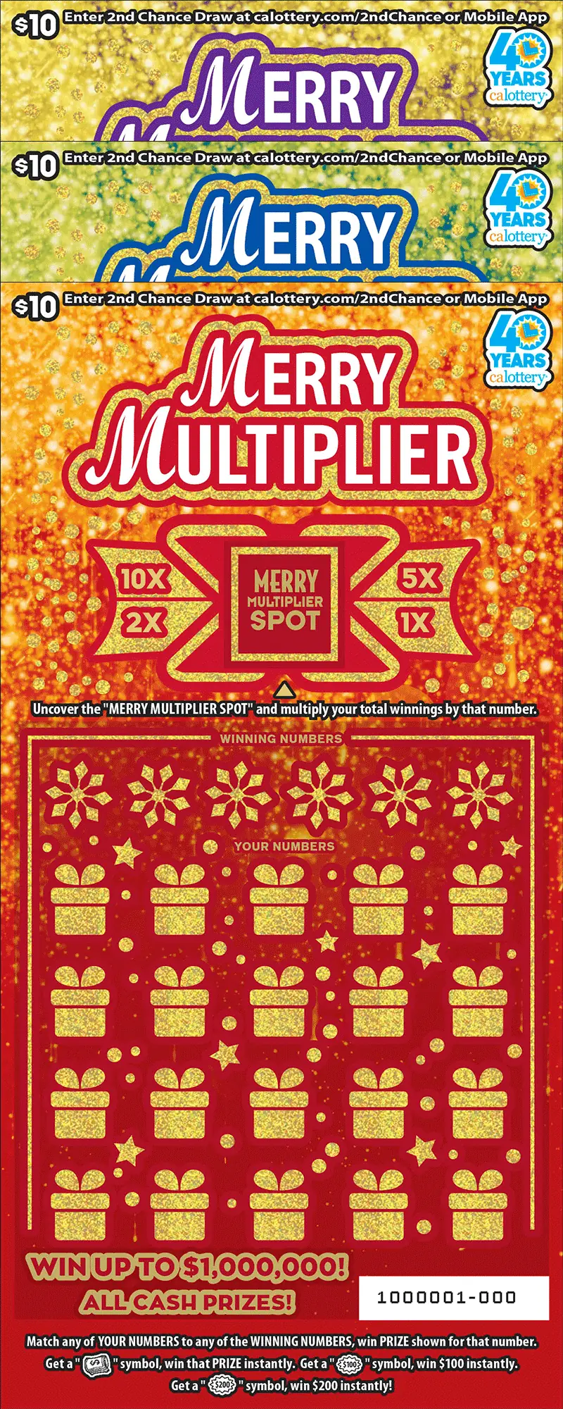 Merry Multiplier California scratcher ticket