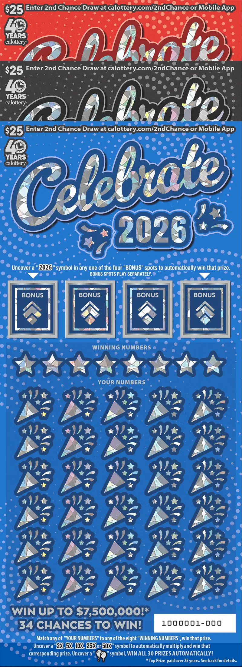 Celebrate 2026 California scratcher ticket