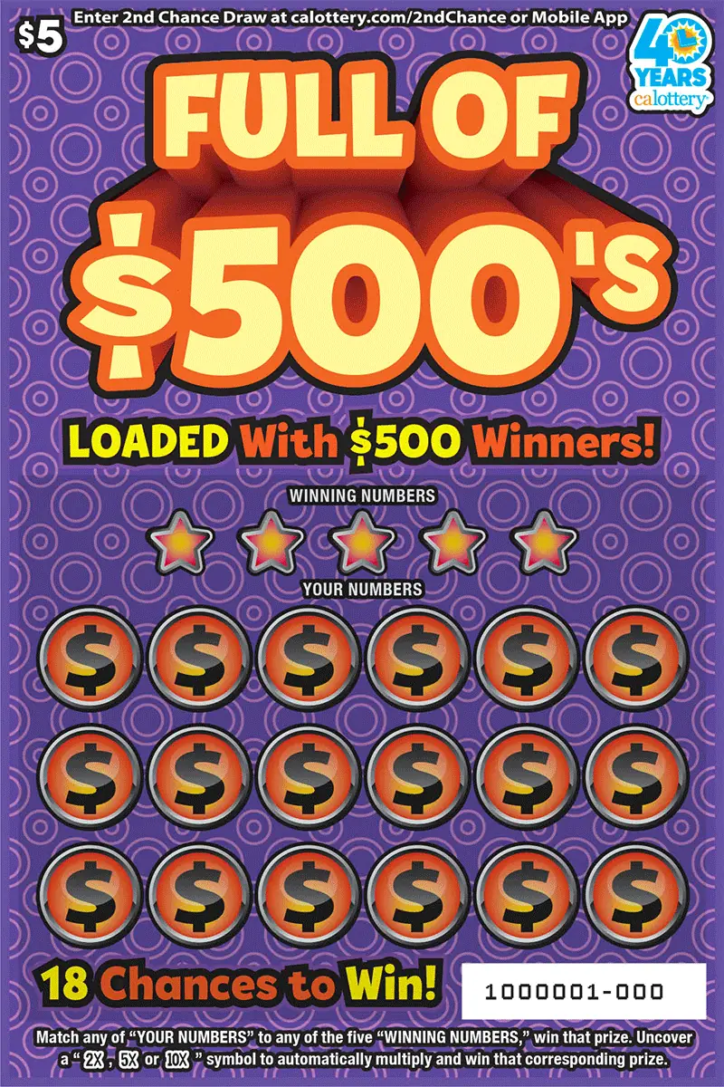 Full of 500's California scratcher ticket