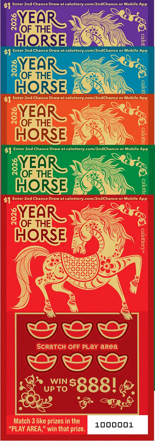 Year of the Horse California scratcher ticket