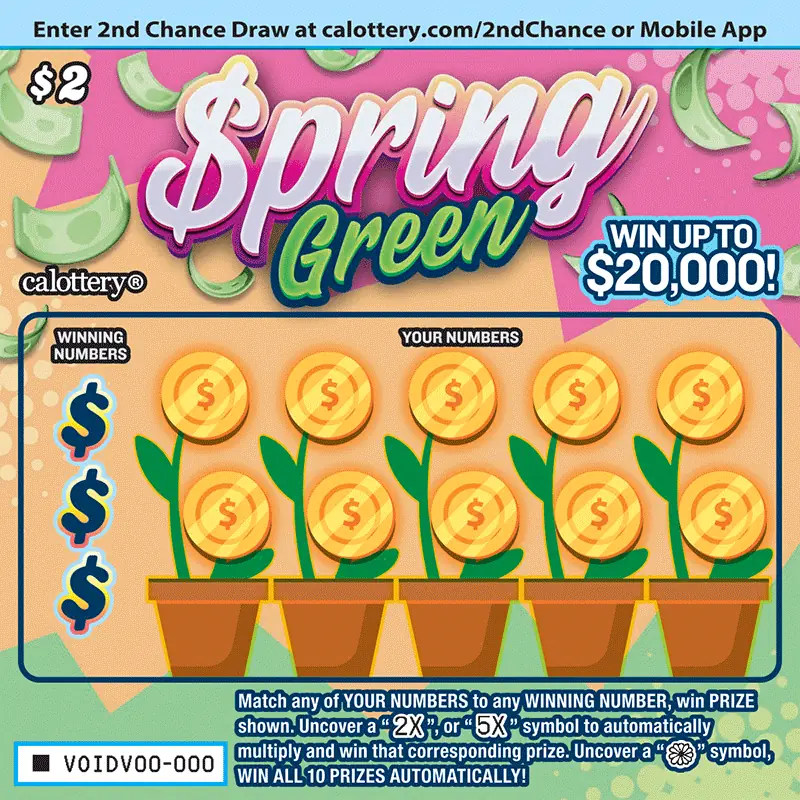$pring Green California scratcher ticket