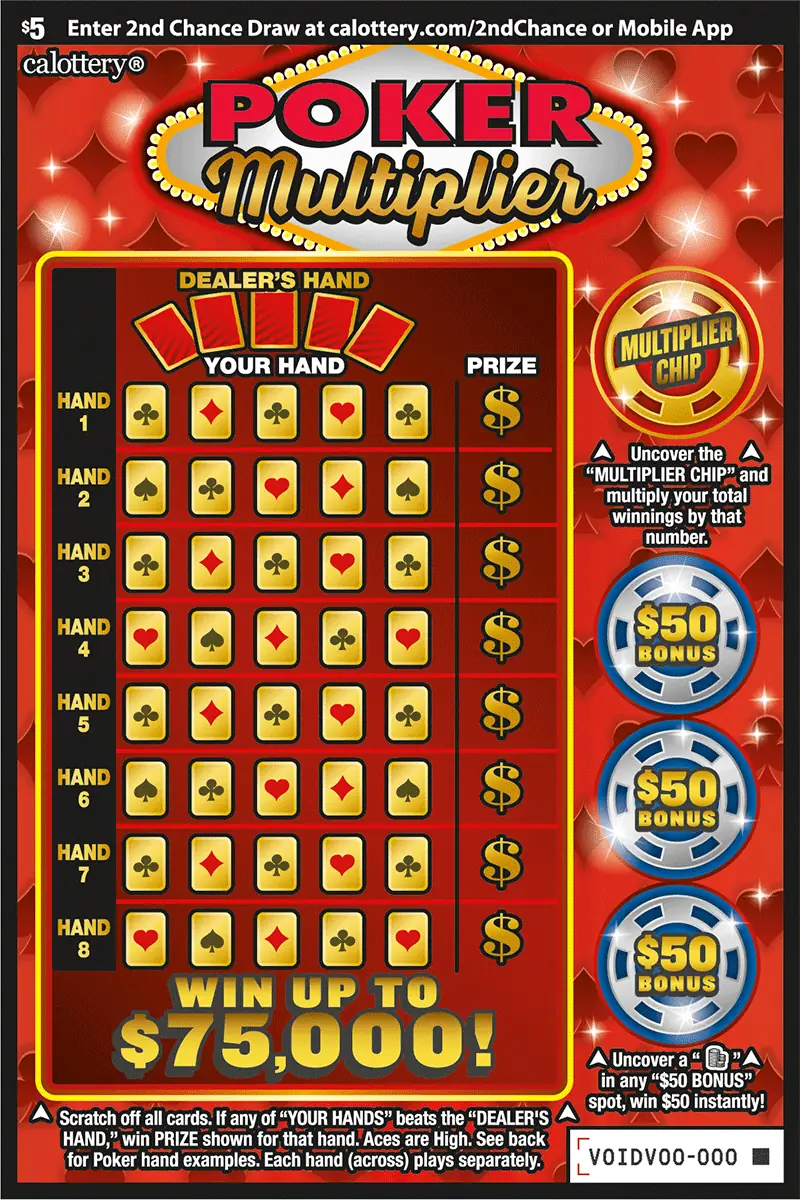 Poker Multiplier California scratcher ticket