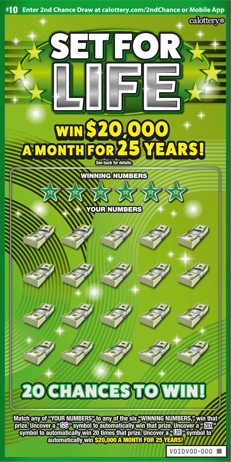 Set For Life California scratcher ticket