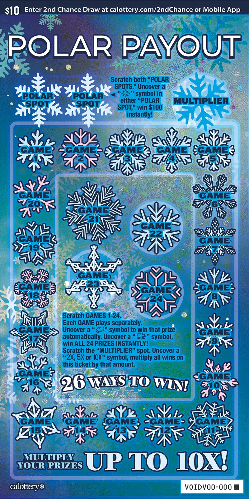 Polar Payout California scratcher ticket