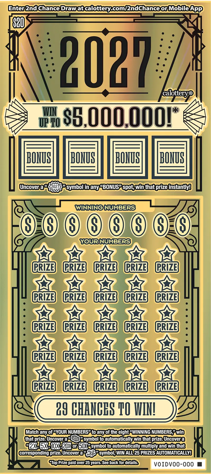 2027 California scratcher ticket