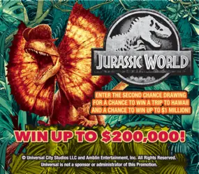 JURASSIC WORLD Colorado scratch game ticket