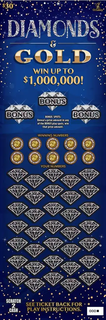 DIAMONDS AND GOLD Connecticut scratch game ticket
