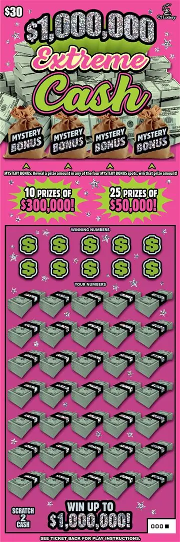 $1,000,000 EXTREME CASH Connecticut scratch game ticket