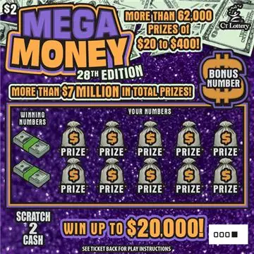 MEGA MONEY 28TH EDITION Connecticut scratch game ticket