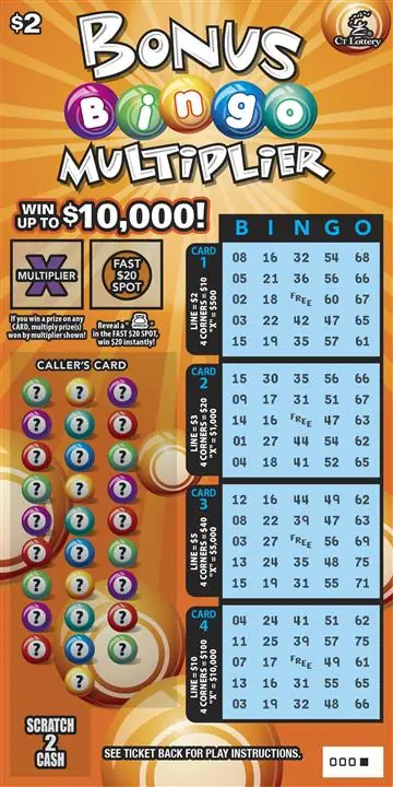 BONUS BINGO MULTIPLIER Connecticut scratch game ticket
