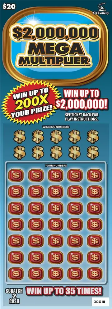 $2,000,000 MEGA MULTIPLIER Connecticut scratch game ticket