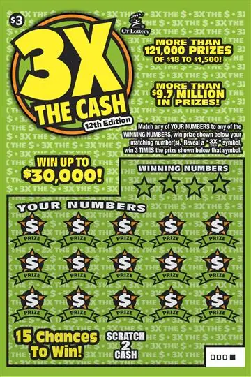 3X THE CASH 12TH EDITION Connecticut scratch game ticket