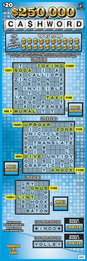 $250,000 CA$HWORD Connecticut scratch game ticket