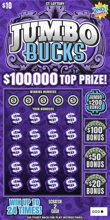 JUMBO BUCKS Connecticut scratch game ticket