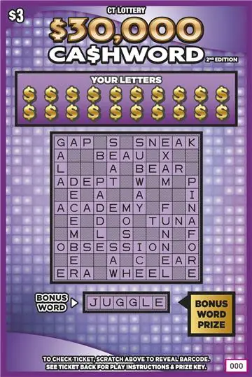 $30,000 CA$HWORD 2ND EDITION Connecticut scratch game ticket