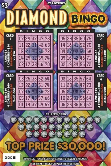 DIAMOND BINGO Connecticut scratch game ticket