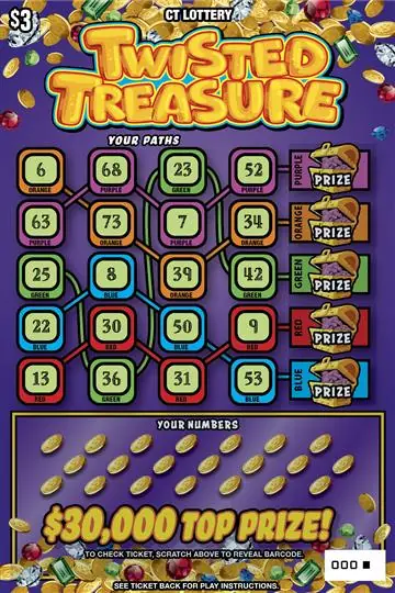 TWISTED TREASURE Connecticut scratch game ticket