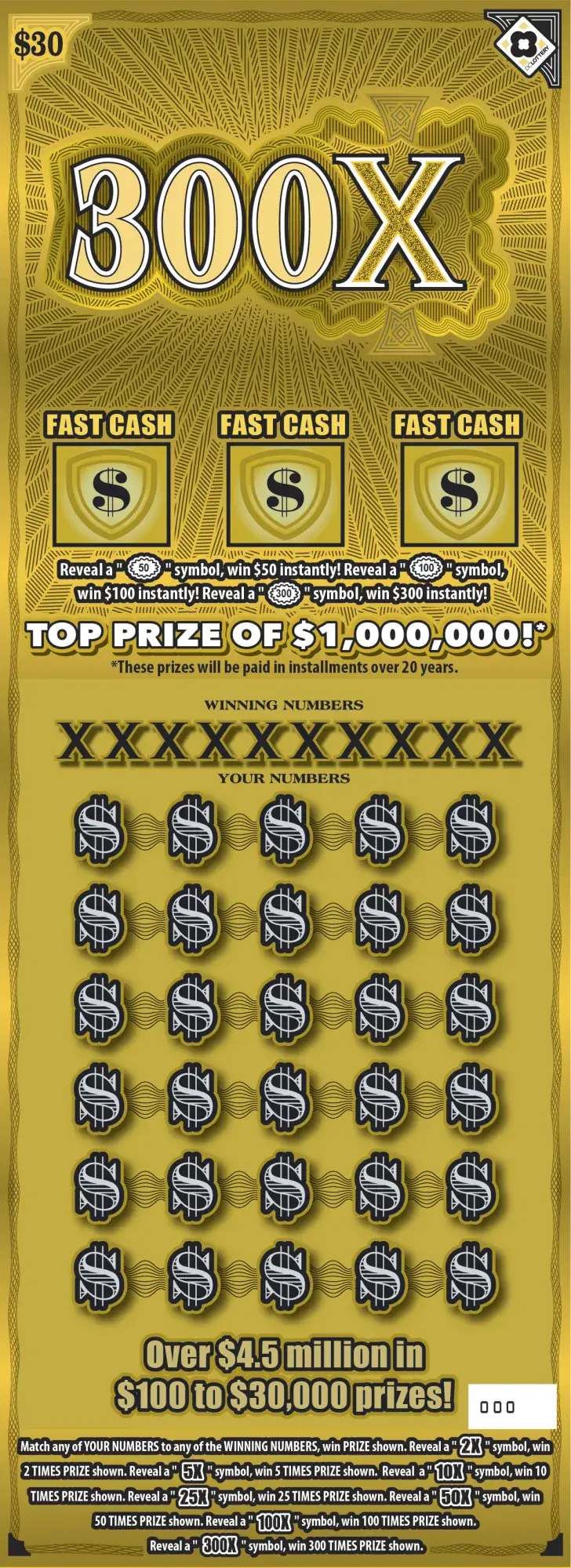 300X District of Columbia scratcher ticket