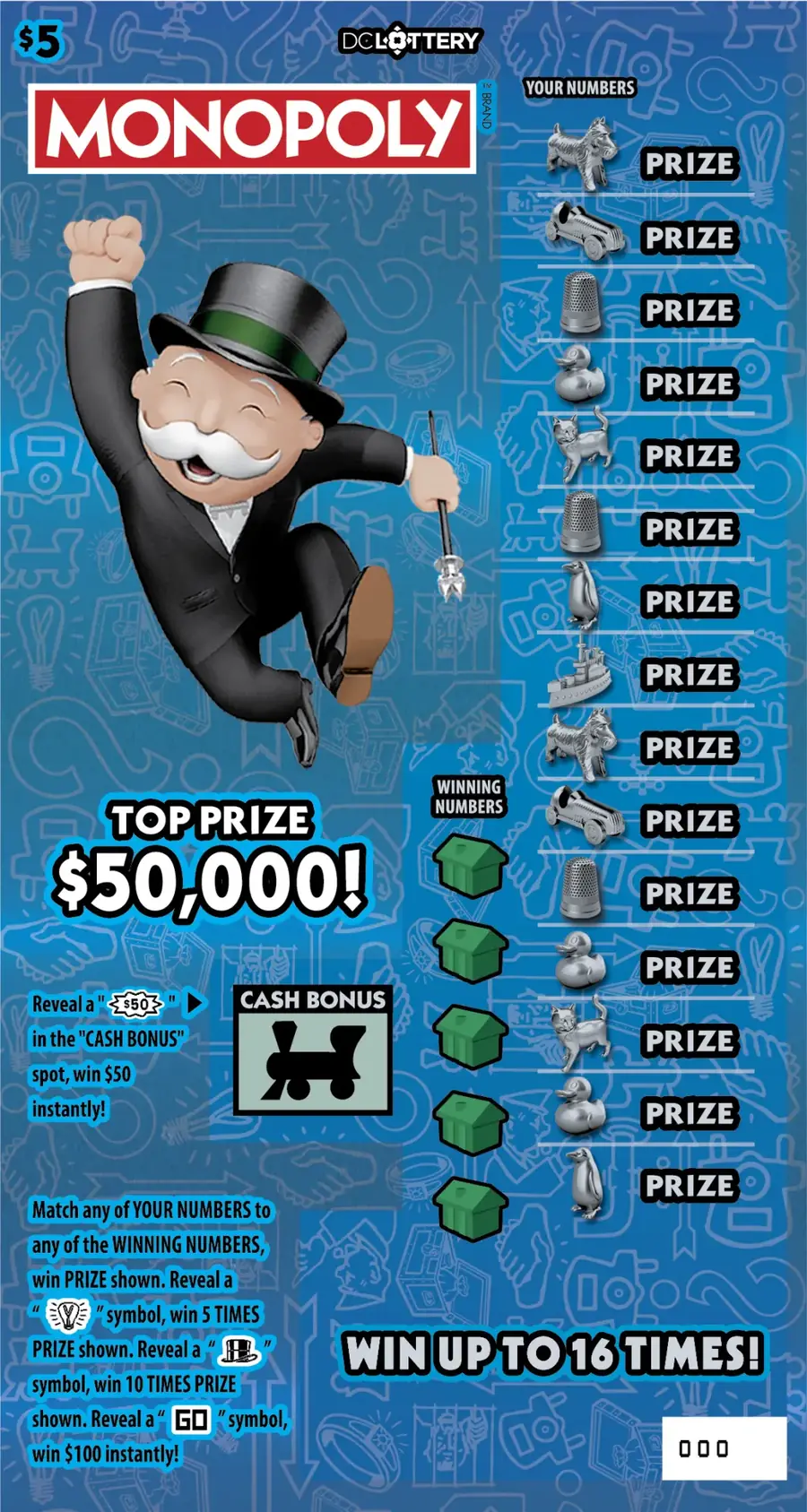 MONOPOLY District of Columbia scratcher ticket