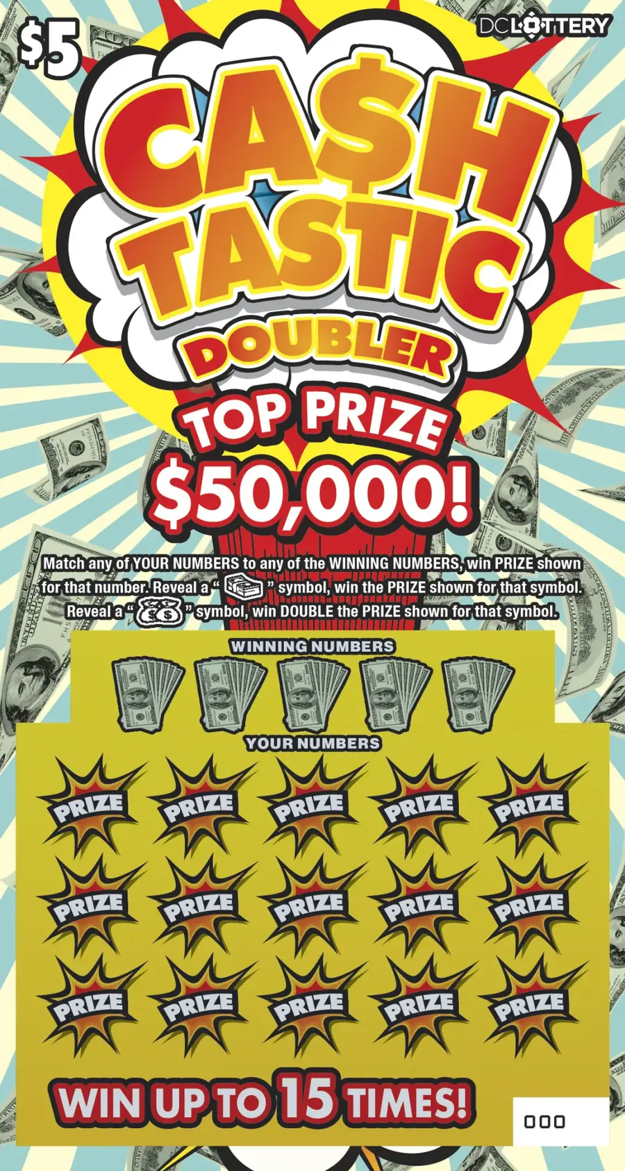 Ca$h Tastic Doubler District of Columbia scratcher ticket