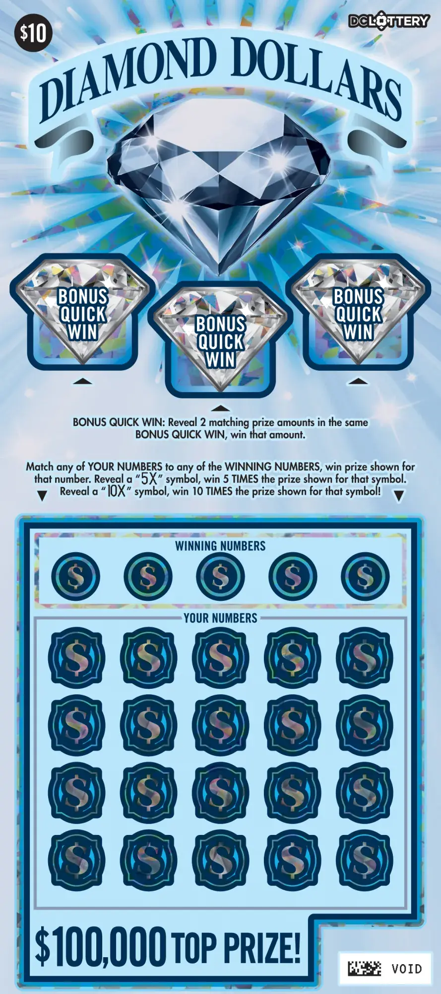 Diamond Dollars District of Columbia scratcher ticket