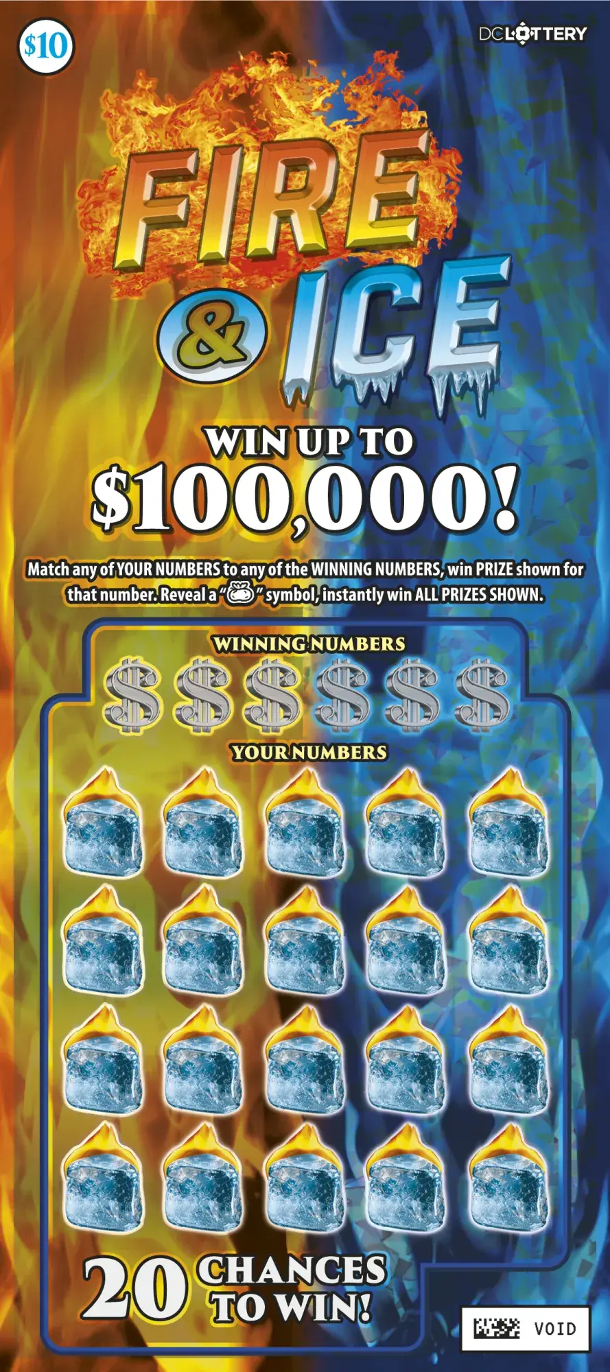 Fire & Ice District of Columbia scratcher ticket