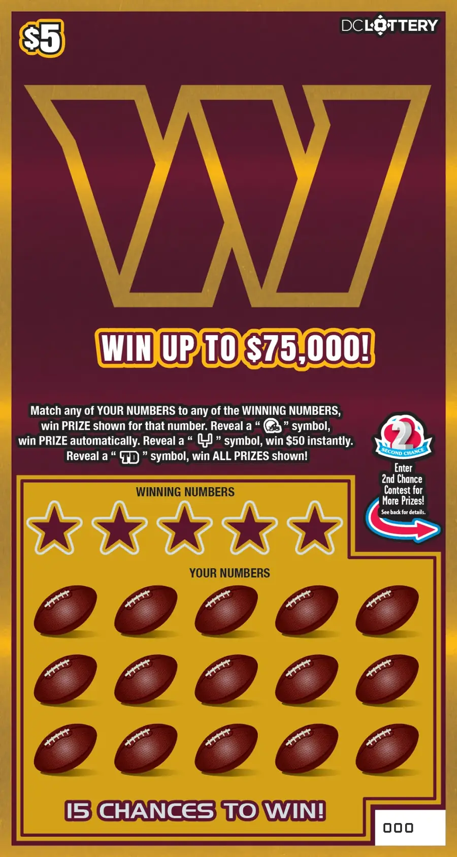 Washington Commanders District of Columbia scratcher ticket